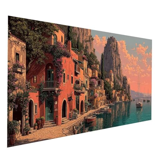 Diamond Painting Kinder Boot Diamond Painting 80 x 160CM, DIY Crystal art Cross Stickerei Basteln Erwachsene Kleine Stadt, 5D Diamant Malen Nach Zahlen Erwachsene, Deko Wohnzimmer Geschenke JXL-11907 von JXLEULIN