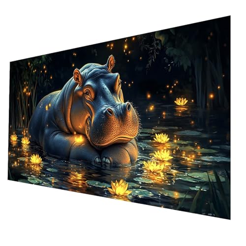 Diamond Painting kinder Nilpferd Diamond Painting 70 x 140CM, DIY Crystal art Cross Stickerei Basteln Erwachsene Landschaft, 5D Diamant Malen Nach Zahlen Erwachsene, Geschenke für Frauen JXL-5977 von JXLEULIN