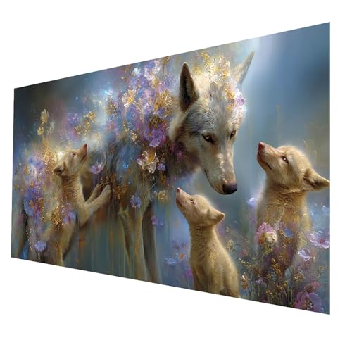 Diamond Painting kinder Wolf Diamond Painting 90x180 cm, DIY Crystal art Cross Stickerei Basteln Erwachsene Abstrakt, 5D Diamant Malen Nach Zahlen Erwachsene, Geschenke für Frauen Wanddekor JXL-6279 von JXLEULIN