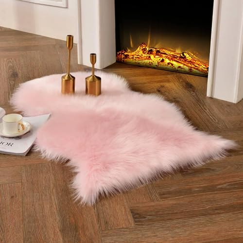 JXLOULAN Faux Lammfell Schaffell Teppich Rosa 75x120 cm, Longhair Flauschiger Teppiche Wohnzimmer Deko Weicher Fell Carpet für Stühle Sofa Schlafzimmer Kinderzimmer JXLOULAN Faux Lammfell Schaffell Teppich Rosa 75x120 cm, Longhair Flauschiger Teppiche Wohnzimmer Deko Weicher Fell Carpet für Stühle Sofa Schlafzimmer Kinderzimmer von JXLOULAN