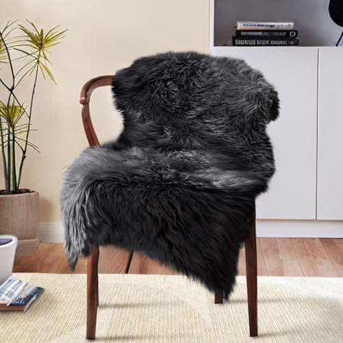 JXLOULAN Faux Fell Teppich Schwarz 60x90 cm Waschbar, Flauschiger Faux Lammfell Teppich für Wohnzimmer Schlafzimmer Kinderzimmer Haustierfreundlich JXLOULAN Faux Fell Teppich Schwarz 60x90 cm Waschbar, Flauschiger Faux Lammfell Teppich für Wohnzimmer Schlafzimmer Kinderzimmer Haustierfreundlich von JXLOULAN