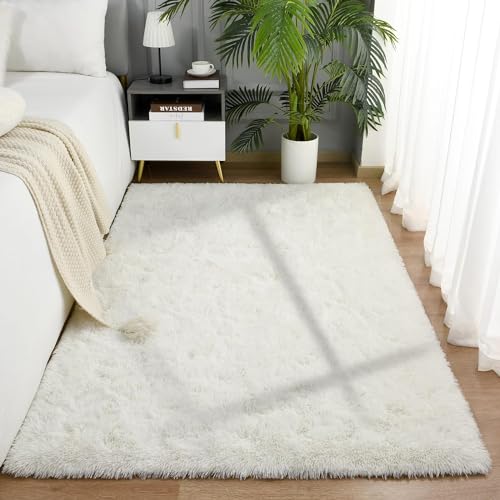 JXLOULAN Hochflor Teppich Wohnzimmer Deko Flauschiger Teppiche Beige 80x160 cm,Schlafzimmer Deko Langflor Modern Shaggy Fluffy Teppiche von JXLOULAN