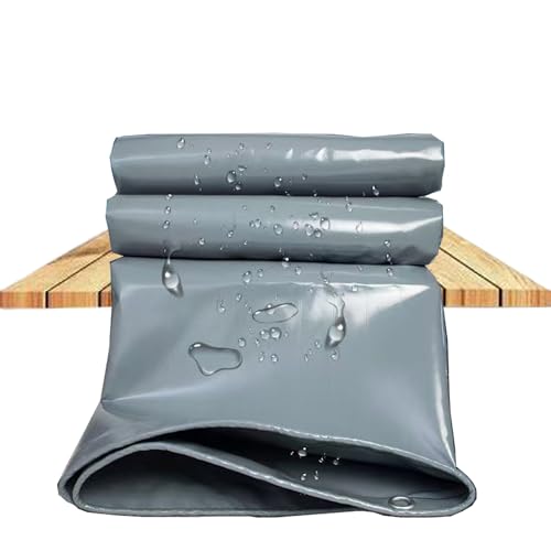 JXLQFA Plane mit ösen, 1.5x2 m 450g/m² Gewebeplane, Wasserdicht Schimmelresistent Reißfest Schutzplane Bootsplane Holzplane für Pool Gartenmöbel Trampolin JXL11, Grau von JXLQFA