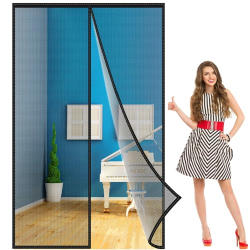 Magnet Fliegengitter TüR 90x170 cm, Magnetischer Fliegenvorhang Moskitonetz Selbstklebend Ohne Bohren Magnetvorhang Automatisches SchließEn, für BalkontüR WohnzimmertüR Schwarz, Verstärkte Magnet Fliegengitter TüR 90x170 cm, Magnetischer Fliegenvorhang Moskitonetz Selbstklebend Ohne Bohren Magnetvorhang Automatisches SchließEn, für BalkontüR WohnzimmertüR Schwarz, Verstärkte von JXLQFA