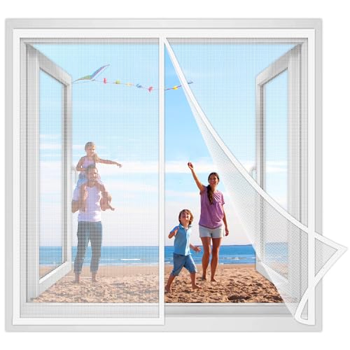 Magnetischer Fliegenvorhang 55x170cm Moskitonetz Insektenschutz Magnet Fliegenvorhang, Auto geschlossen, faltbar, für Türen Patio Weiß Verstärkte von JXLQFA