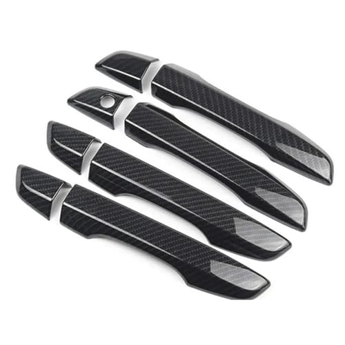 shunvcw Auto-Außentürgriff Türgriffabdeckung im Chrom-Karbonfaser-Stil, Zierleiste, Auto-Styling-Formteil, passend for Civic 2016 2017 2018 2019 Auto Außentürgriff Fahrertür(Black no button) von JXMFKBB