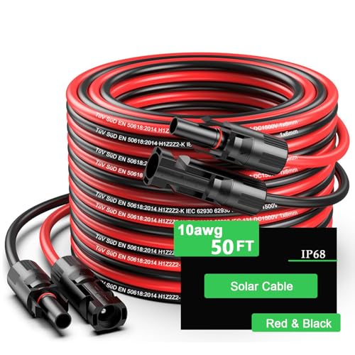 JXMXRPV 15 m Solarmodul-Verlängerungskabel, 6 mm² PV-Kabel mit männlichen und weiblichen Steckern, IP68 wasserdicht, 10 AWG Solardraht JXMXRPV 15 m Solarmodul-Verlängerungskabel, 6 mm² PV-Kabel mit männlichen und weiblichen Steckern, IP68 wasserdicht, 10 AWG Solardraht von JXMXRPV