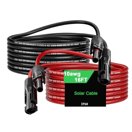 JXMXRPV 4,8 m Solarmodul-Verlängerungskabel, 6 mm² PV-Kabel mit männlichen und weiblichen Steckern, IP68 wasserdicht, 10 AWG Solardraht von JXMXRPV