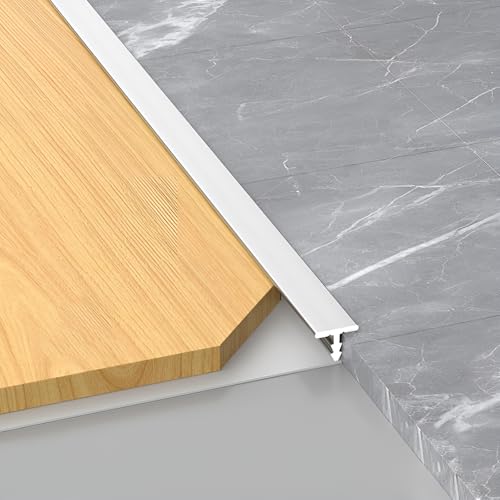 Alu T-Profil Übergangsschiene Übergangsleiste | Fußböden Abdeckleiste | Teppichkantenleiste | 100 Cm 3 Stück | Flach Übergangsleiste Aus Aluminium(Silver,0.6cm/0.23in) von JXNVHJ