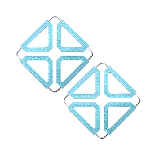 JXPXJMY 2 Stück Silikon Topfmatte,Edelstahl Faltbare Topfmatte Kann für Alle Arten Von Töpfen, Tassen und Geschirr Verwendet Werden,Größe 12,5cm*12,5cm*0.9cm(blau) von JXPXJMY