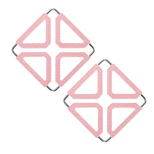JXPXJMY 2 Stück Silikon Topfmatte,Edelstahl Faltbare Topfmatte Kann für Alle Arten Von Töpfen Tassen und Geschirr Verwendet Werden,Größe 12,5cm*12,5cm*0.9cm(rosa) von JXPXJMY