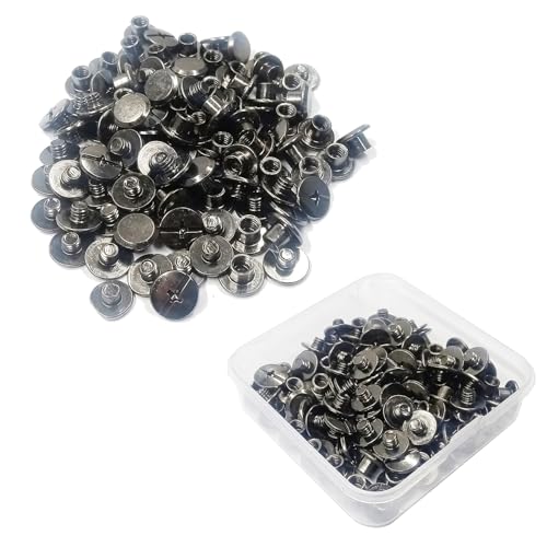 JXPXJMY 50 Stück Chicago Schrauben Rivets und Nieten Set für Bücher Lederbücher usw (glänzend schwarz, M5*4) von JXPXJMY