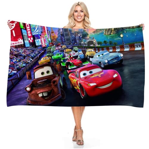 JXSMYT Cars Strandtuch Kinder Badetuch,mikrofaser Handtuch,microfaser Strandtuch,Handtuch Kinder Mädchen Und Junge,Strand Schwimmen (A01,70x140cm) von JXSMYT
