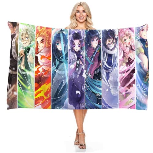 JXSMYT Demon Anime Strandtuch,Strandtuch Kinder Jungen,Mikrofaser-Strandtuch,saugfähig Badetuch, Strand,Schwimmbad,handtücher Set (4,100x200cm) von JXSMYT