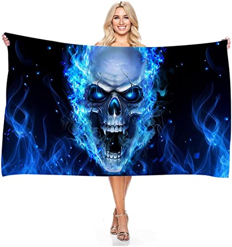 JXSMYT Skull Strandtuch,Strandtuch Kinder Jungen-Totenkopf -Strandtuch Schwarz,Skull Stranddecke,Mikrofaser-Handtuch,Baumwolle (A01,100x200cm) von JXSMYT