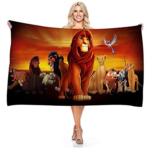 JXSMYT Strandtuch,Mikrofaser,saugfähig,Badetücher,Schnelltrocknendes Handtuch ? König Der Löwen,Kinder Geschenkidee,Handtuch Lion,handtücher Set (A1,70x140cm) von JXSMYT