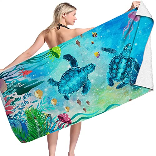 JXSMYT Strandtuch Groß,Strandtuch Schildkröte,saugfähig Badelaken Schnell Trocknend Handtuch Für Schwimmen, Duschtücher,Handtücher Für Kinder (A4,70x140cm) von JXSMYT