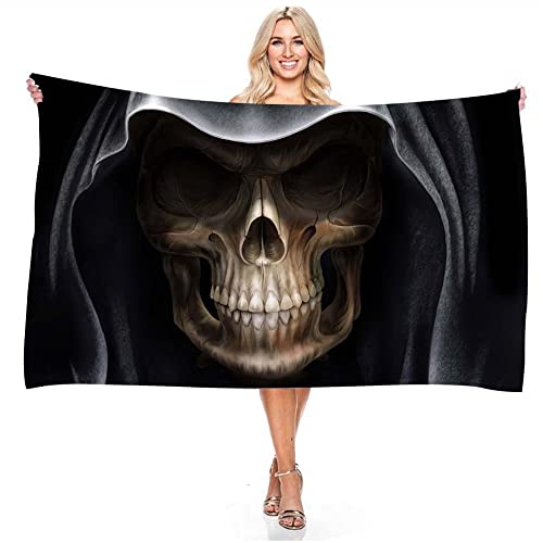 JXSMYT Totenkopf Strandtuch Kinder Jungen,Mikrofaser Handtuch Strandhandtuch Schnelltrocknend,Badetuch Picknickdecke Strandmatte (A01,80x160cm) von JXSMYT