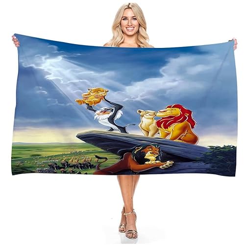 Strandtuch Kinder Lion King,Strandtücher Cartoon,mikrofaser Handtuch,Bademantel Badetücher -Mädchen Jungen Sporthandtücher (6,100x200cm) von JXSMYT