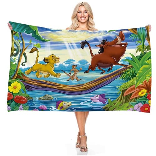 Strandtuch Kinder Lion King,Strandtücher Cartoon,mikrofaser Handtuch,Bademantel Badetücher -Mädchen Jungen Sporthandtücher (8,100x200cm) von JXSMYT