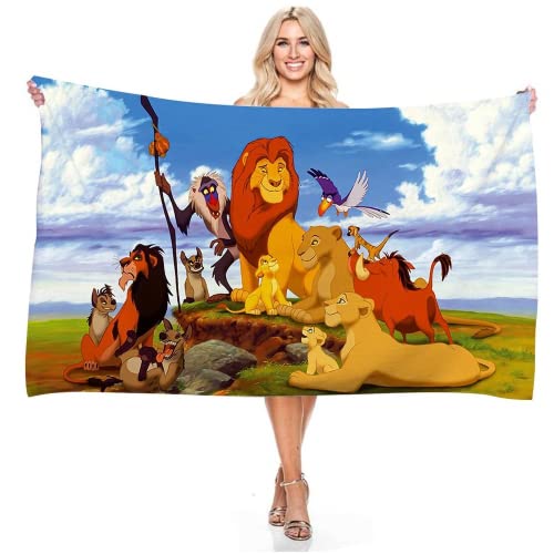 Strandtuch Kinder Lion Simba,Strandtuch Microfaser,3D Muster Teenager Jungen Handtuch Badetuch Stranddecke Surfen Schwimmen (A01,100x200cm) von JXSMYT