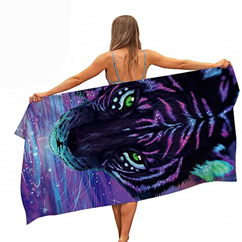 Strandtuch Tiger Große Strandtücher,Badetuch Schnell Trocknend Wasseraufnahme Extra Microfiber,3D Tiger Handtuch Kinder Jugend Erwachsene Kuscheldecke (A03,100x200cm) von JXSMYT