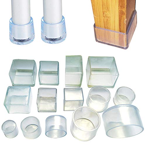 Transparente Stuhlbeinkappen Silikon Stuhlbeinschutz, Bodenschutz MöBelbeinabdeckkappen, Stuhlbeinkappen FüR GartenstüHle FußPolster MöBeltischabdeckungen-Quadrat 38 * 38mm 24St von JXTEAM