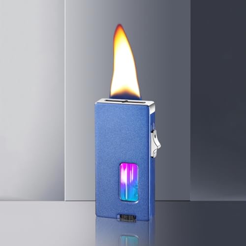 Feuerzeug mit offener Flamme und sieben Löchern, extra breite, weiche Flamme, for Anzünden schütteln, klares Sichtfenster for den Brennstoff, nachfüllbar mit Butan, Unisex-Geschenk(C) von JXUFGYES