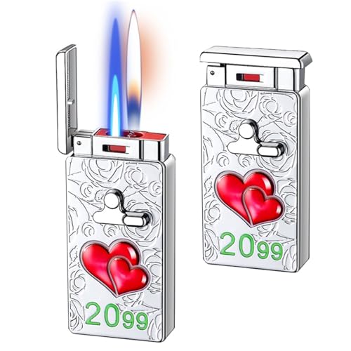 Intelligentes Handfeuerzeug mit Taschenlampe, 5 Zündmethoden, winddichtes Feuerzeug mit Doppelflamme und Optionen for winddichte blaue Flamme und offene Flamme, nachfüllbar mit Butan, perfekt als Gesc Intelligentes Handfeuerzeug mit Taschenlampe, 5 Zündmethoden, winddichtes Feuerzeug mit Doppelflamme und Optionen for winddichte blaue Flamme und offene Flamme, nachfüllbar mit Butan, perfekt als Gesc von JXUFGYES