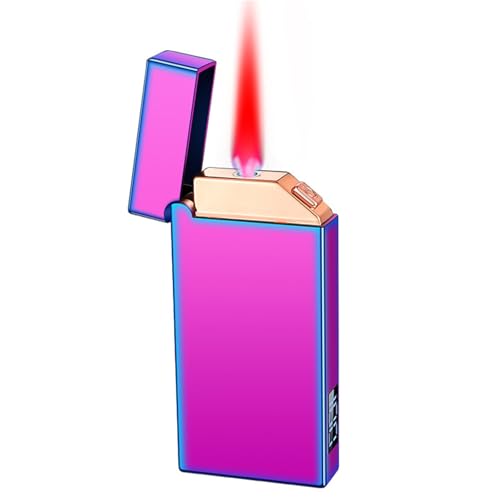 Intelligentes winddichtes aufblasbares Butanfeuerzeug, tragbar, sichtbares Luftfenster, winddichte rote Flamme, einstellbare Flamme, geeignet for Camping im Freien, Geschenk(B) von JXUFGYES