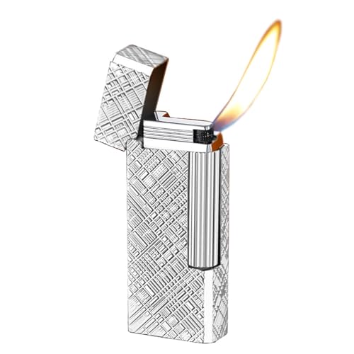 Klassisches Butanfeuerzeug, seitliche Schiebezündung aus Metall, nachfüllbare weiche Flamme, tragbar, geeignet for Männer und Frauen, Geschenkbox-Verpackung, Geschenk for den Freund(B) von JXUFGYES