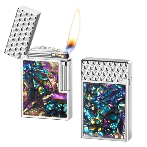 Traditionelles Butanfeuerzeug mit weicher Flamme, seitliche Schiebezündung, tragbar aus Metall, einstellbare Flamme, nachfüllbares Butangas, Unisex-Geschenk(B) von JXUFGYES