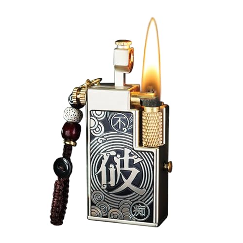 Vintage-Petroleumfeuerzeug mit seitlicher Schiebezündung, transparentem Kraftstofftank, Feuerzeug mit weicher Flamme, doppeltem Kraftstofftank, geeignet als Geschenk for Männer(C) von JXUFGYES