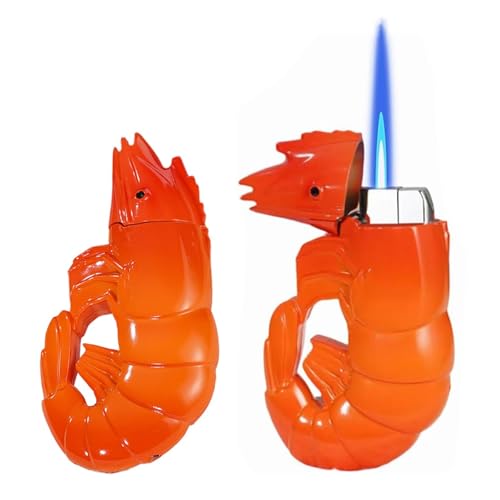Winddichtes Butanfeuerzeug, kreatives Garnelen-Dekofeuerzeug, einstellbare Flamme, nachfüllbares Butangas, geeignet for Kerzen, Outdoor-Geschenke(B) von JXUFGYES