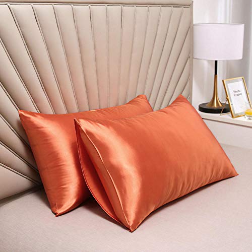 Kissen Bettwäsche Seidenkissenbezug, Einfarbiger Satin Kissenbezug Für Haare Und Haut Geeignet-Orange_51 * 76 cm Eins von JXX