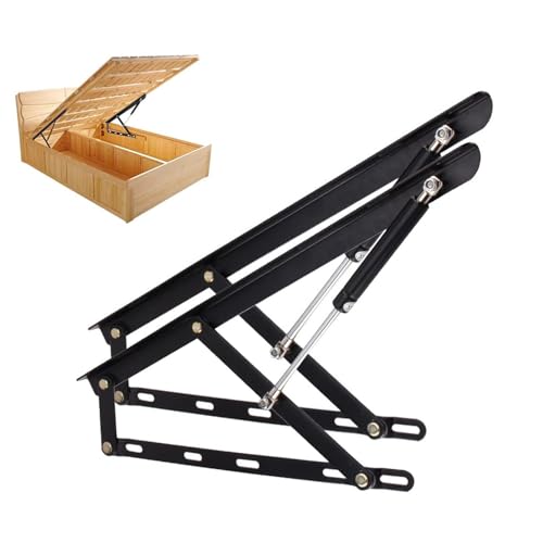 1 Paar Hubmechanismus-Kit für Stauraumbetten, Scharniersatz für den Hubrahmen des Stauraumbetts, Hochleistungs-Hubsatz für Stauraumbetten mit Gasfeder für Diwan-Boxbett-Sofa-Aufbewahrung, platzspare von JXYQ