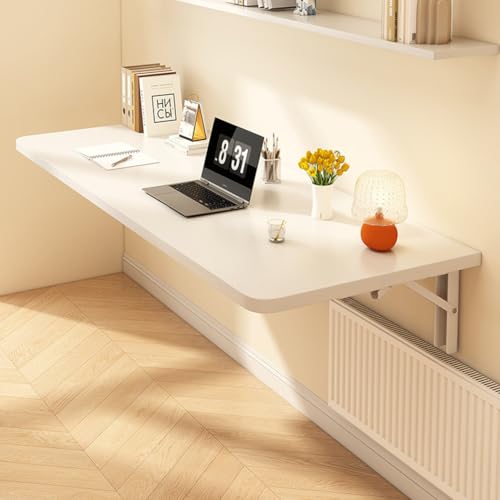 JXYQ An der Wand montierter Klapptisch, schwebendes Laptop-Schreibtischregal mit Klappblatt für kleine Räume, Faltbarer Computer-Arbeitstisch mit Eisenhalterung, Wäschebalkon (weiß, 40 × 24 cm) von JXYQ