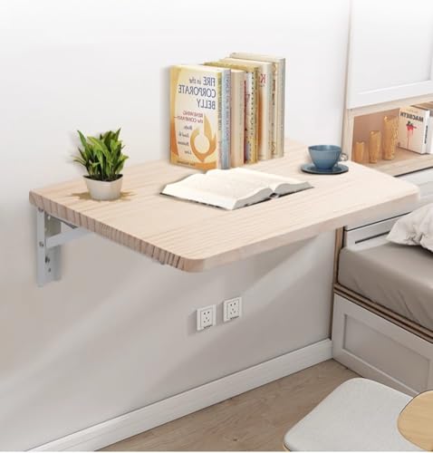 JXYQ Kleiner, an der Wand montierter, zusammenklappbarer Klapptisch, schwebender Schreibtisch aus Kiefernholz, Laptop-Arbeitsschreibtisch mit Halterungen für platzsparende Wäscheküche (50 × 30 cm) von JXYQ