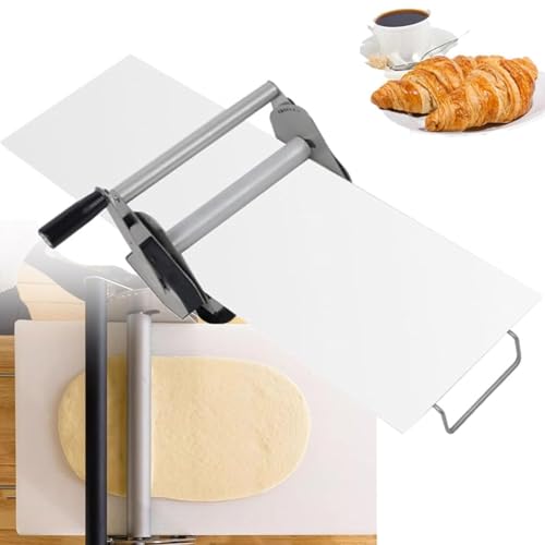 JXYQ Manuelle, Faltbare Teigausrollmaschine | Pizzamaker aus Edelstahl mit Einstellbarer Dicke | für perfekte Backwaren, Pizza und Croissants | für gewerbliche und Private Küchen (Modell 300) von JXYQ