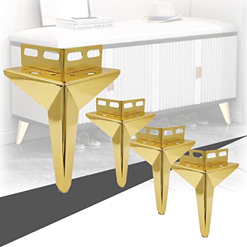 JXYQQVKT Set mit 4 Möbelbeinen, Moderne Metall-Sofa-Beine, Schrank-Stützfüße, dreieckige Ersatz-Schrankbeine für Schrank, Kleiderschrank, TV-Schränke, Schubladen, Nachttisch (15 cm (5,9 Zoll), Gold) von JXYQQVKT