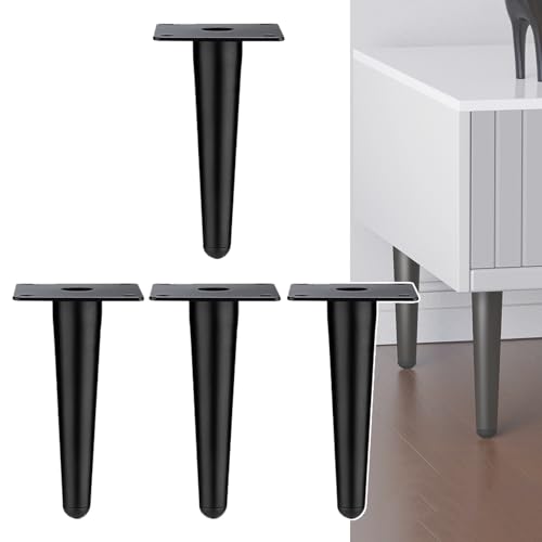 JXYQQVKT Set mit 4 Möbelbeinen aus Metall, schräge konische Metallbeine, Moderne Sofabeine, Stuhl-Couch-Stützbeine für DIY-Ersatzmöbel, Kaffeestuhl, Schrank, Couch, Zuhause (15 cm, schwarz) von JXYQQVKT