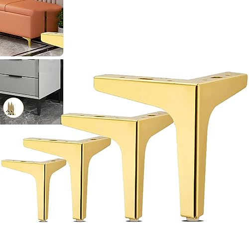 JXYQQVKT Stück Metall-Möbelbeine, Sofabeine, Moderne dreieckige Schrankfüße, Schrank-Stützbeine für DIY-Ersatz-Stuhl, Sofa, TV-Ständer, Beistelltisch usw. (10 cm (3,9 Zoll), Gold) von JXYQQVKT
