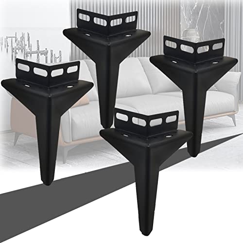 Set mit 4 Möbelbeinen, moderne Metall-Sofa-Beine, Schrank-Stützfüße, dreieckige Ersatz-Schrankbeine für Schrank, Kleiderschrank, TV-Schränke, Schubladen, Nachttisch (10 cm (3,9 Zoll), schwarz) von JXYQQVKT