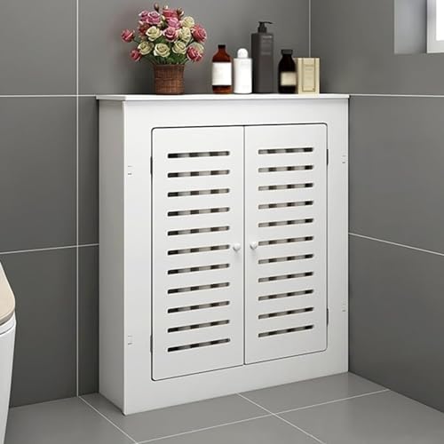Heizkörperverkleidung, Verkleidung Heizung mit 2 Türen und Modernen Vertikalen Gitter Lamellen, Holz-Heizkörperverkleidung Fürs Wohnzimmer(31.5 * 23.6 * 5.9in) von JXYQZD