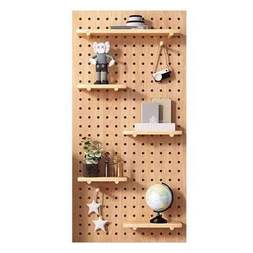JXYQZD Peg Board, Holz-Stecktafel Zur Wandmontage, Display-Aufbewahrung, Stecktafel-Panel-Set, Wand-Organizer für Zuhause, Büro, Garage (Color : Wood Color, Size : 47x23 in) von JXYQZD