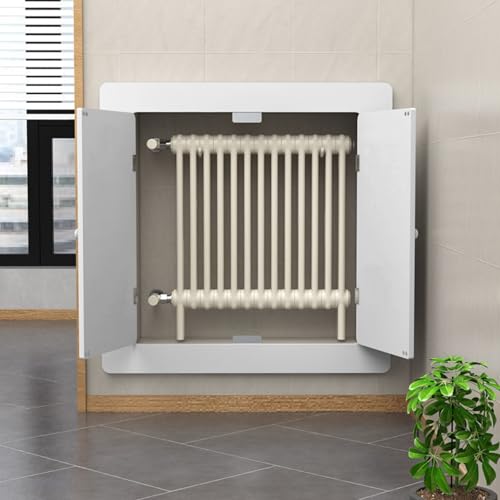 Moderne Heizkörper Abdeckung mit 2 Türen, Einfache Montage, Schützt Rohre und Ist Leicht zu Reinigen – für Wohnzimmer, Schlafzimmer und Schlafzimmer(65x65cm/25.6x25.6in) von JXYQZD