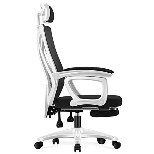 Sessel Executive Recline Bürostuhl mit hoher Rückenlehne aus Netzgewebe Mit Armlehnen und verstellbarer Kopfstütze Bequem zum Liegen Mit Fußstütze Gaming-Sitze Tragkraft 150 kg (Farbe: Schwarz, Größe: Sessel Executive Recline Bürostuhl mit hoher Rückenlehne aus Netzgewebe Mit Armlehnen und verstellbarer Kopfstütze Bequem zum Liegen Mit Fußstütze Gaming-Sitze Tragkraft 150 kg (Farbe: Schwarz, Größe: von JXYZWJJ