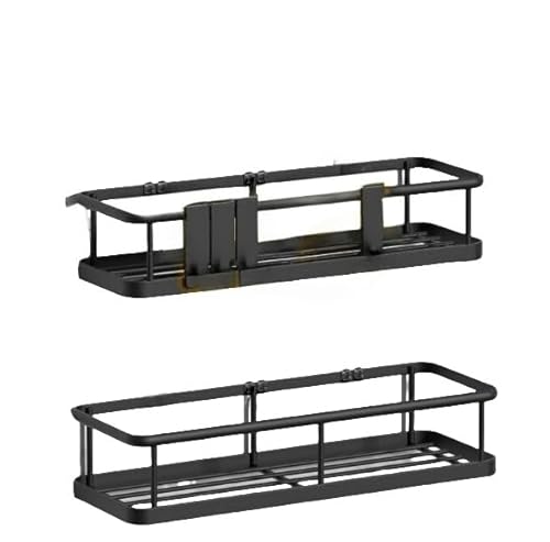 JXpxbao Duschregal ohne Bohren – Rostfreier Duschgelhalter im 2er-Pack mit 4 Haken. Robust und langlebig, kein Bohren erforderlich (Schwarzes zweiteiliges Set) von JXpxbao
