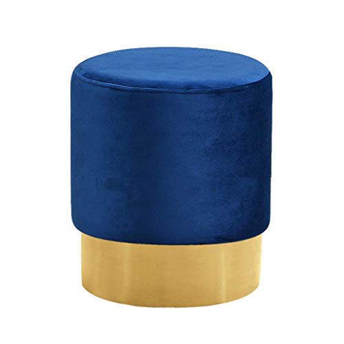 JY&WIN Cloth Art Round Footstool Gepolsterter Sitzpuff aus massivem Holz Footstool Dressing Hocker (Blau) (Farbe: Blau) von JY&WIN