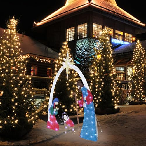 JYBBST Gartenstecker Krippe Hofschild Beleuchtet Winterdeko Weihnachtsdeko Rasen Krippe Set Religiöses Outdoor Freude Schild Dekoration Weihnachtsdeko Metall JYBBST Gartenstecker Krippe Hofschild Beleuchtet Winterdeko Weihnachtsdeko Rasen Krippe Set Religiöses Outdoor Freude Schild Dekoration Weihnachtsdeko Metall von JYBBST